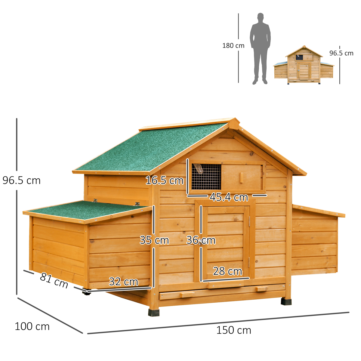 Solid Fir Outdoor Pet House with Dual Nesting Boxes & Weatherproof Roof