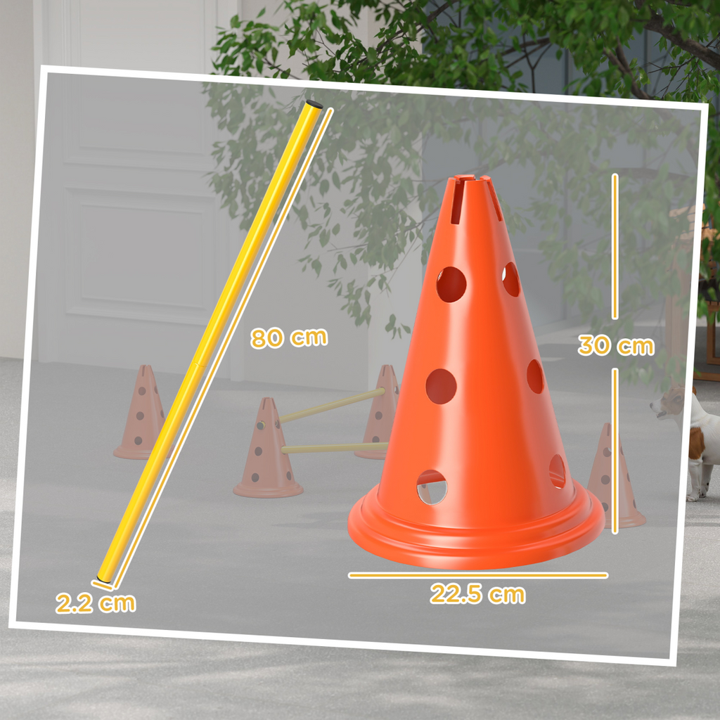 Durable PawHut 3-Piece Adjustable Dog Agility Set with Jump Obstacles