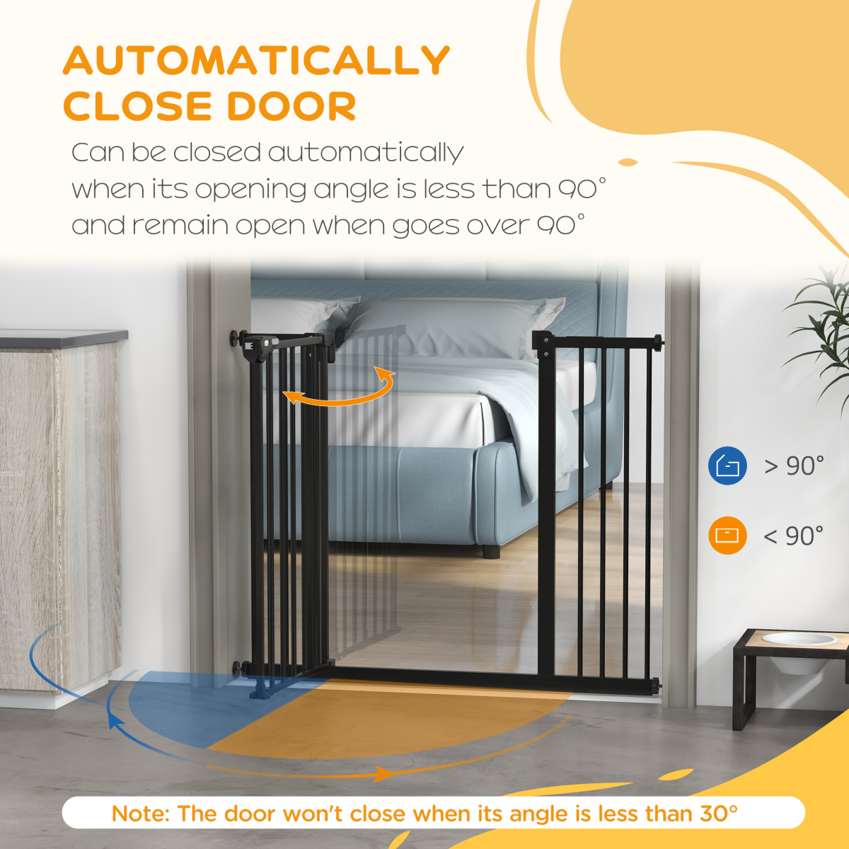 PawHut Adjustable Safety Gate with 2 Extensions, Auto-Close, Black