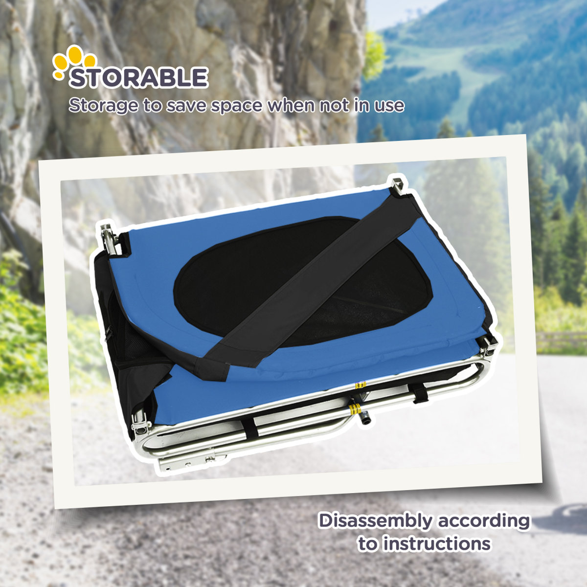 Dog Bike Trailer Carrier - Steel Frame, 30kg, Black & Blue, Hitch Ready
