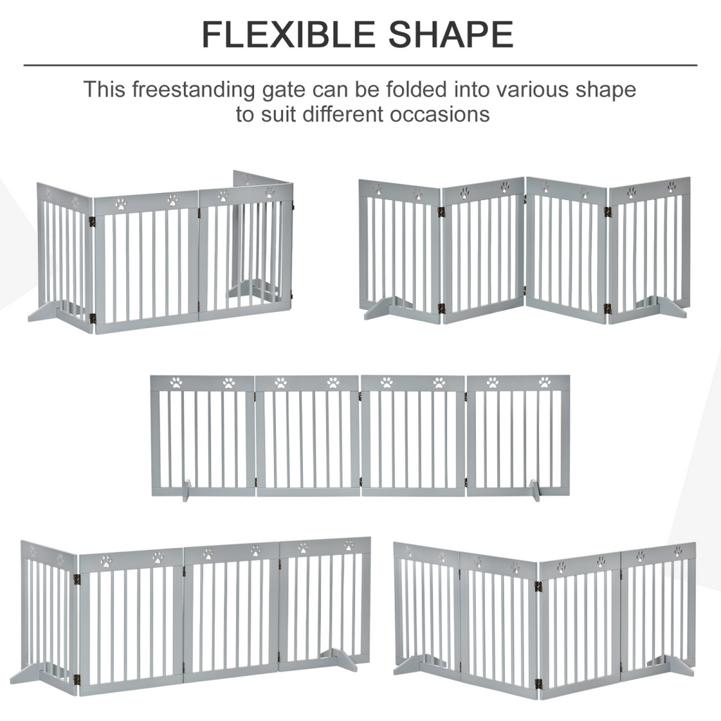 Solid Pine 4-Panel Folding Pet Gate with Stable Feet