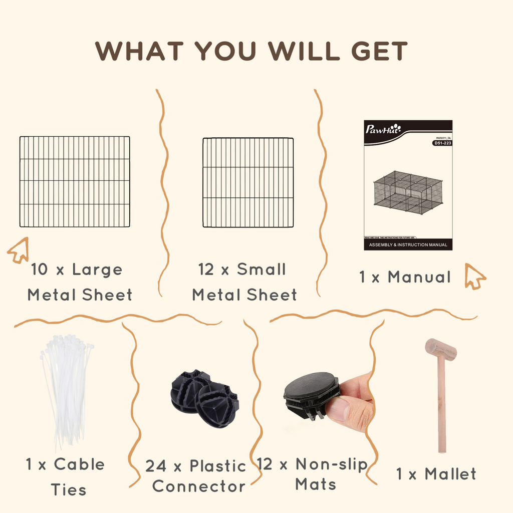 DIY Pet Playpen: 22-Piece Cage with Door for Rabbits, Chinchillas & Guinea Pigs