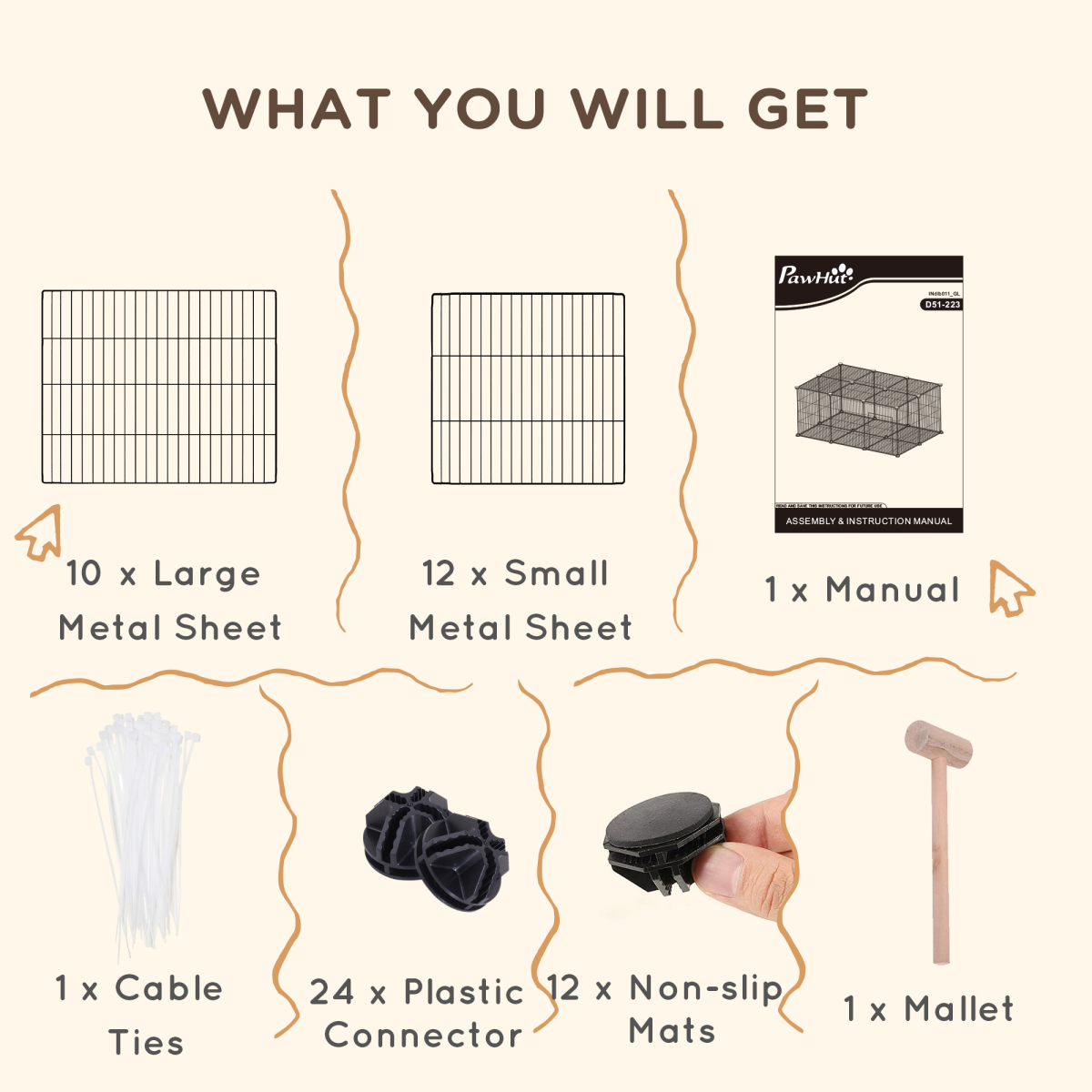 DIY Pet Playpen: 22-Piece Cage with Door for Rabbits, Chinchillas & Guinea Pigs