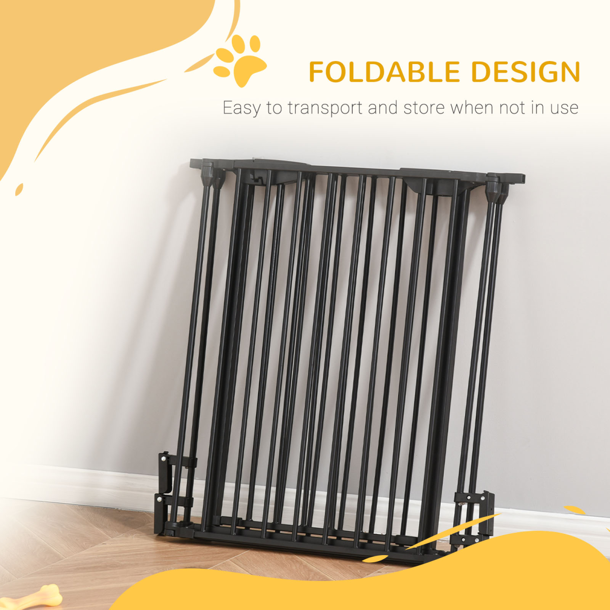 3-Panel Pet Gate & Playpen for Indoor Stairs - Walk-Through Door, Black