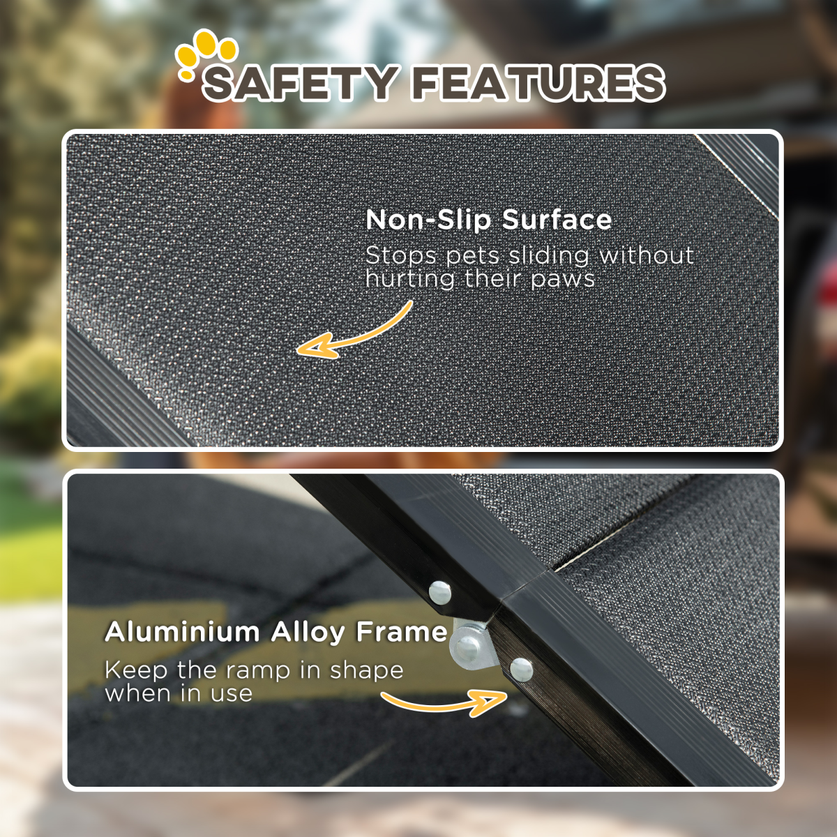 PawHut Folding Dog Ramp for XL Dogs - Non-Slip, Portable Car Ramp