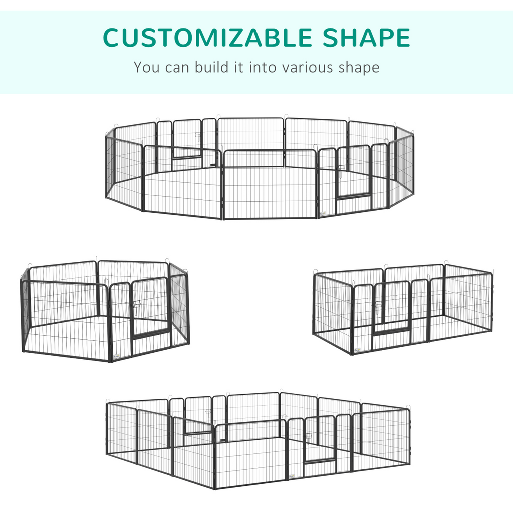 Heavy-Duty 12-Panel Pet Playpen with 2 Doors, 80x60 cm, DIY Fence