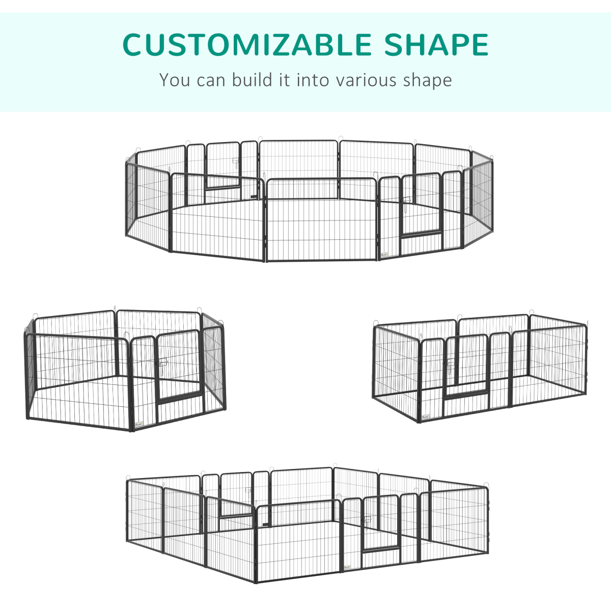 Heavy-Duty 12-Panel Pet Playpen with 2 Doors, 80x60 cm, DIY Fence