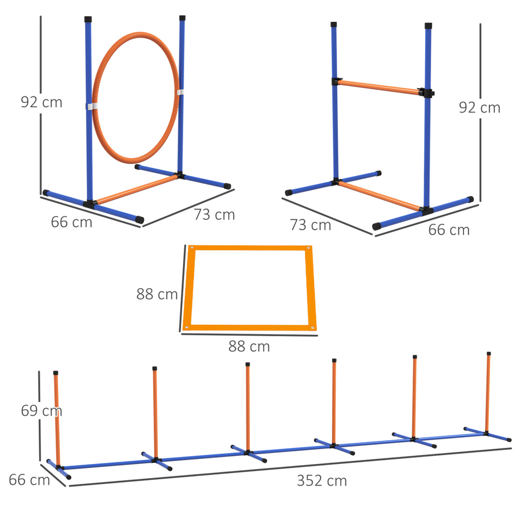 PawHut 4-Piece Dog Agility Set with Carry Bag - Poles, Hurdle, Ring, Pause Box