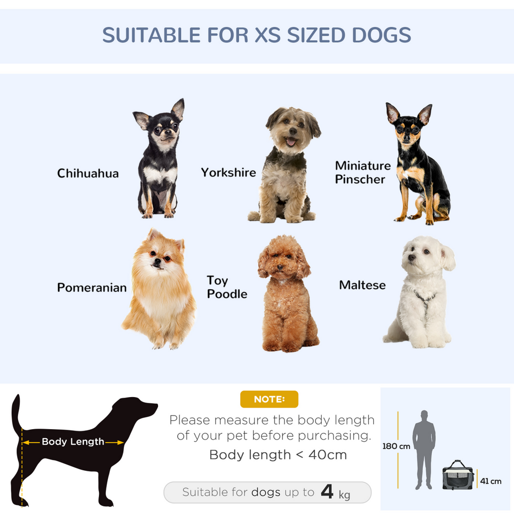 60cm Foldable Pet Carrier with Cushion - for Mini Dogs & Cats (Grey Pawhut)