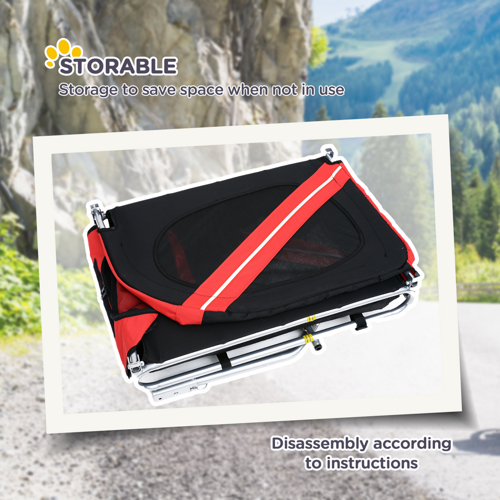 Red Pet Bicycle Trailer for Dogs & Cats - Water-Resistant, Hitch Coupler