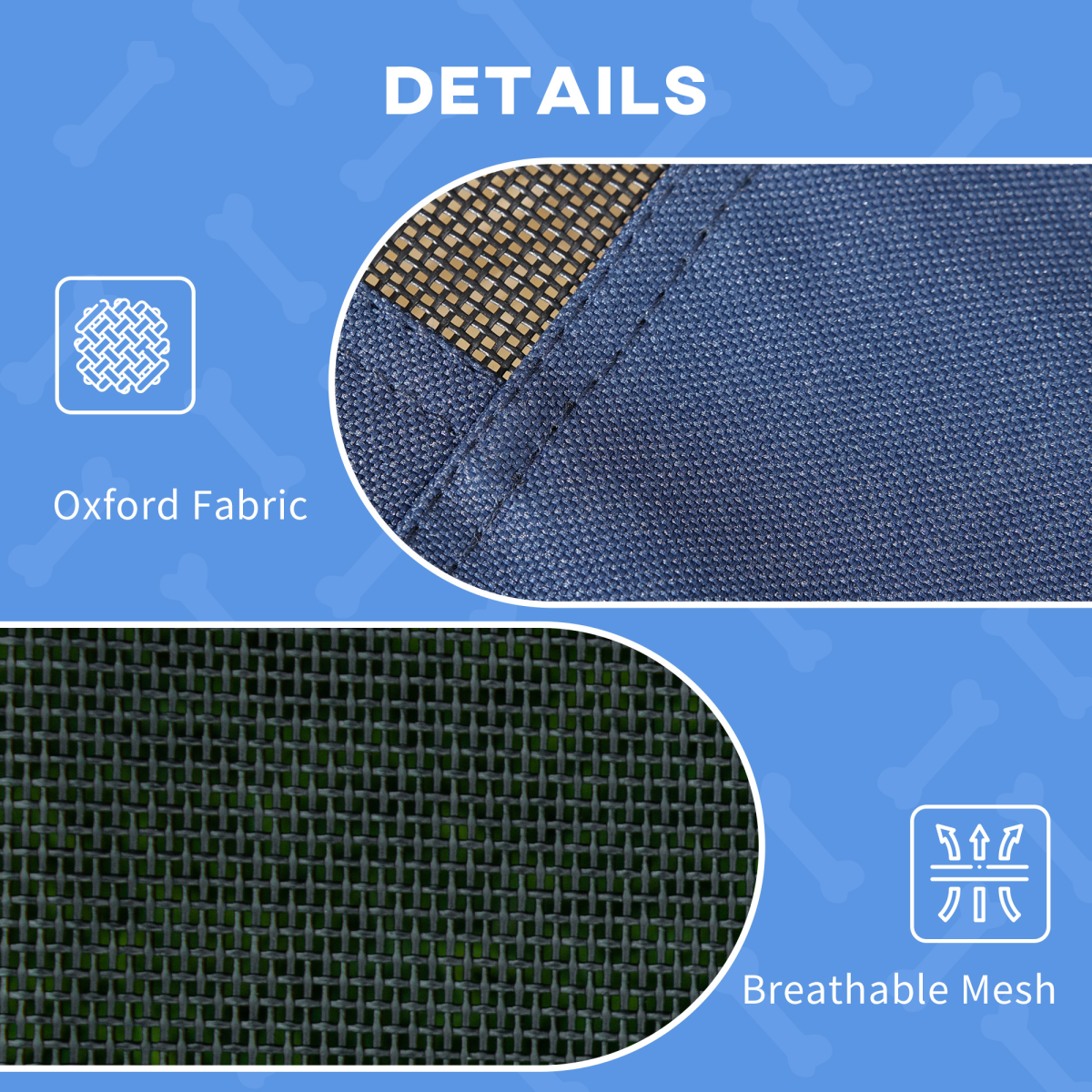 Elevated Outdoor Dog Bed with Canopy - Cooling Raised Cot, UV Shade Blue