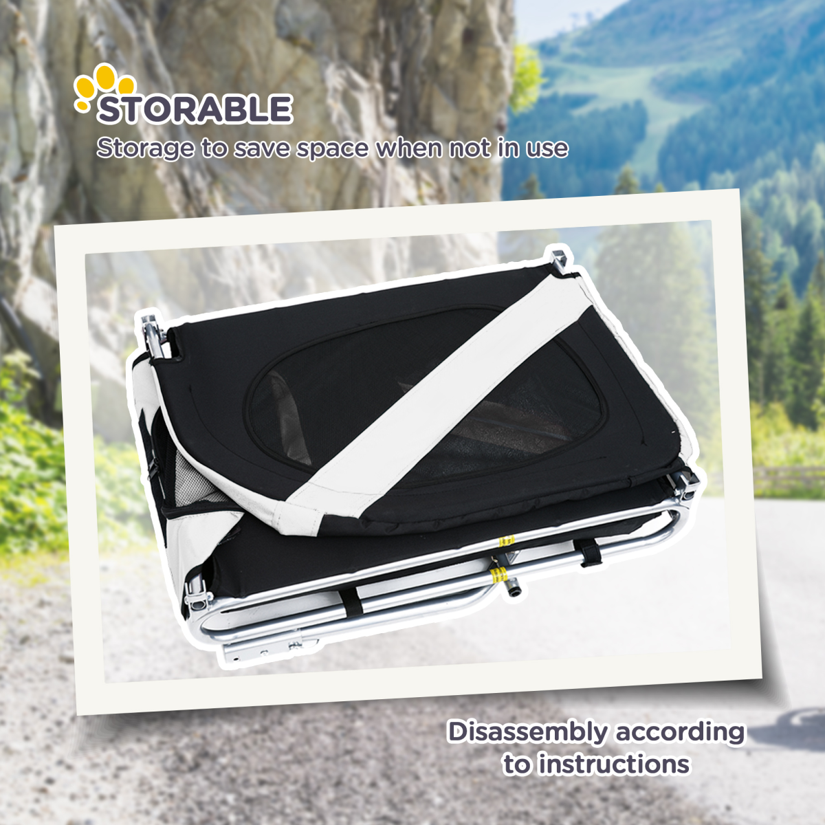 Pet Bicycle Trailer Carrier - Water-Resistant Steel Frame, Black