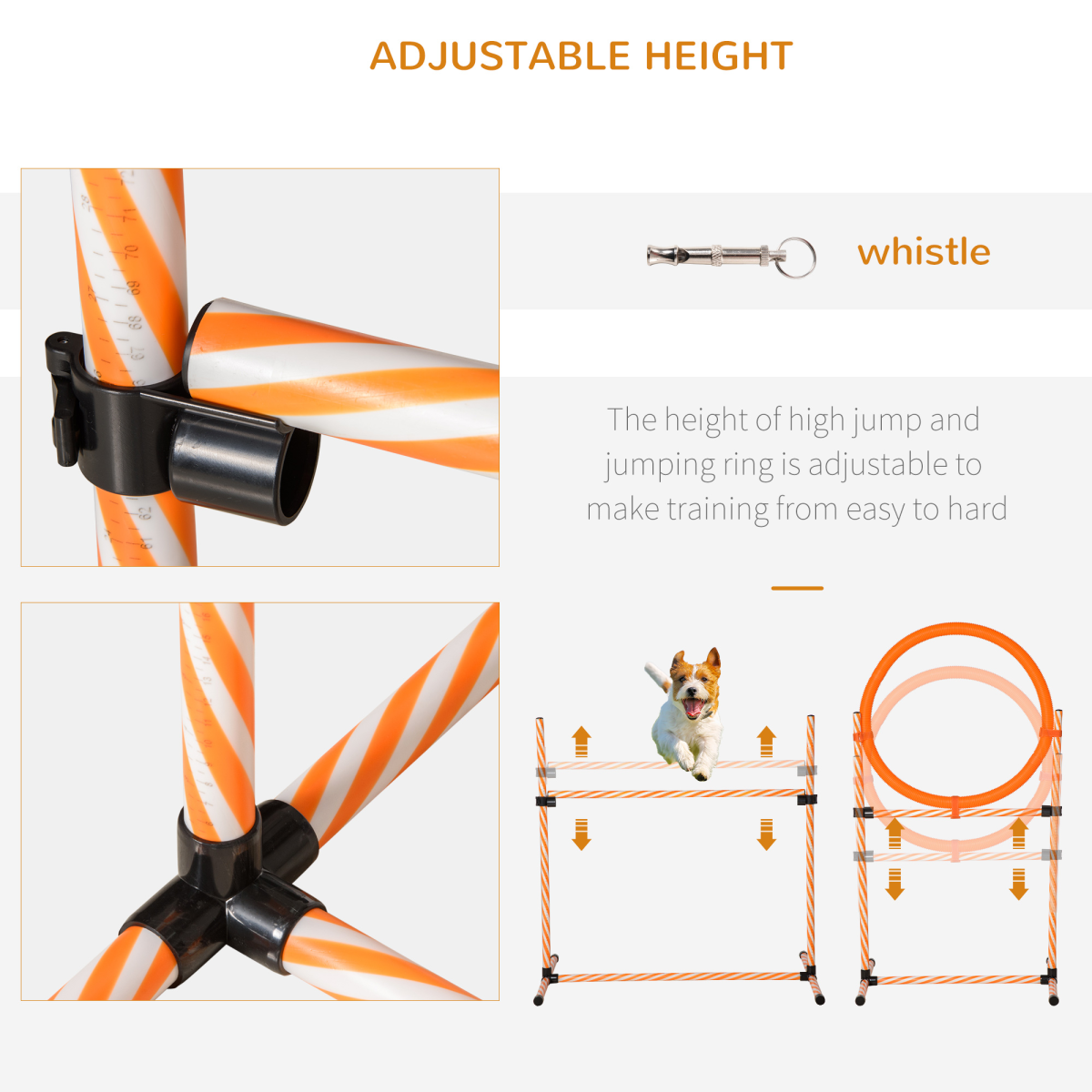 Pet Agility Training Set: Adjustable Hurdles, Ring, Whistle & Carry Bag