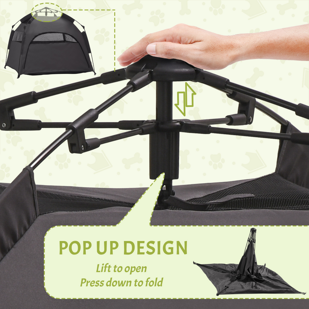 PawHut Foldable Pet Tent with Waterproof Oxford Fabric & Carry Bag - Grey