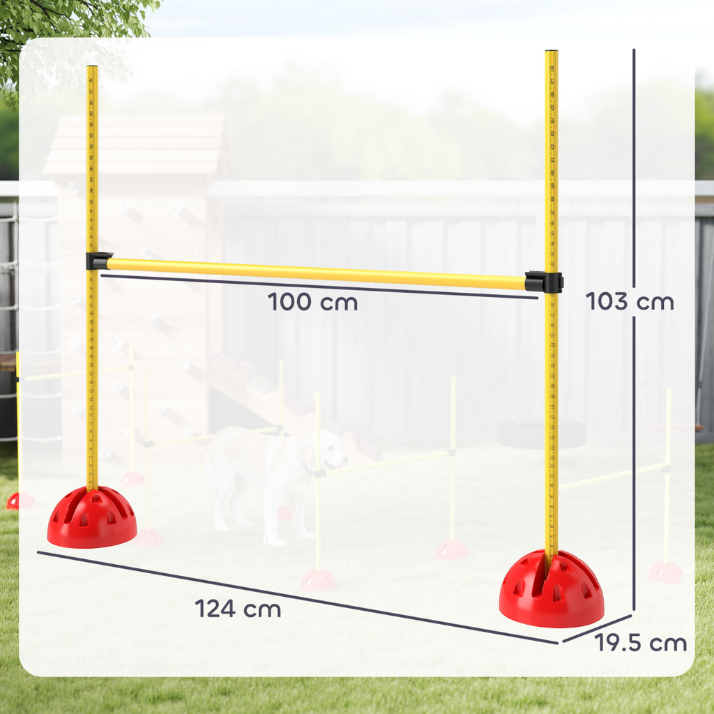 PawHut 4-Piece Dog Agility Jump Set with Adjustable Hurdles and Carry Bag