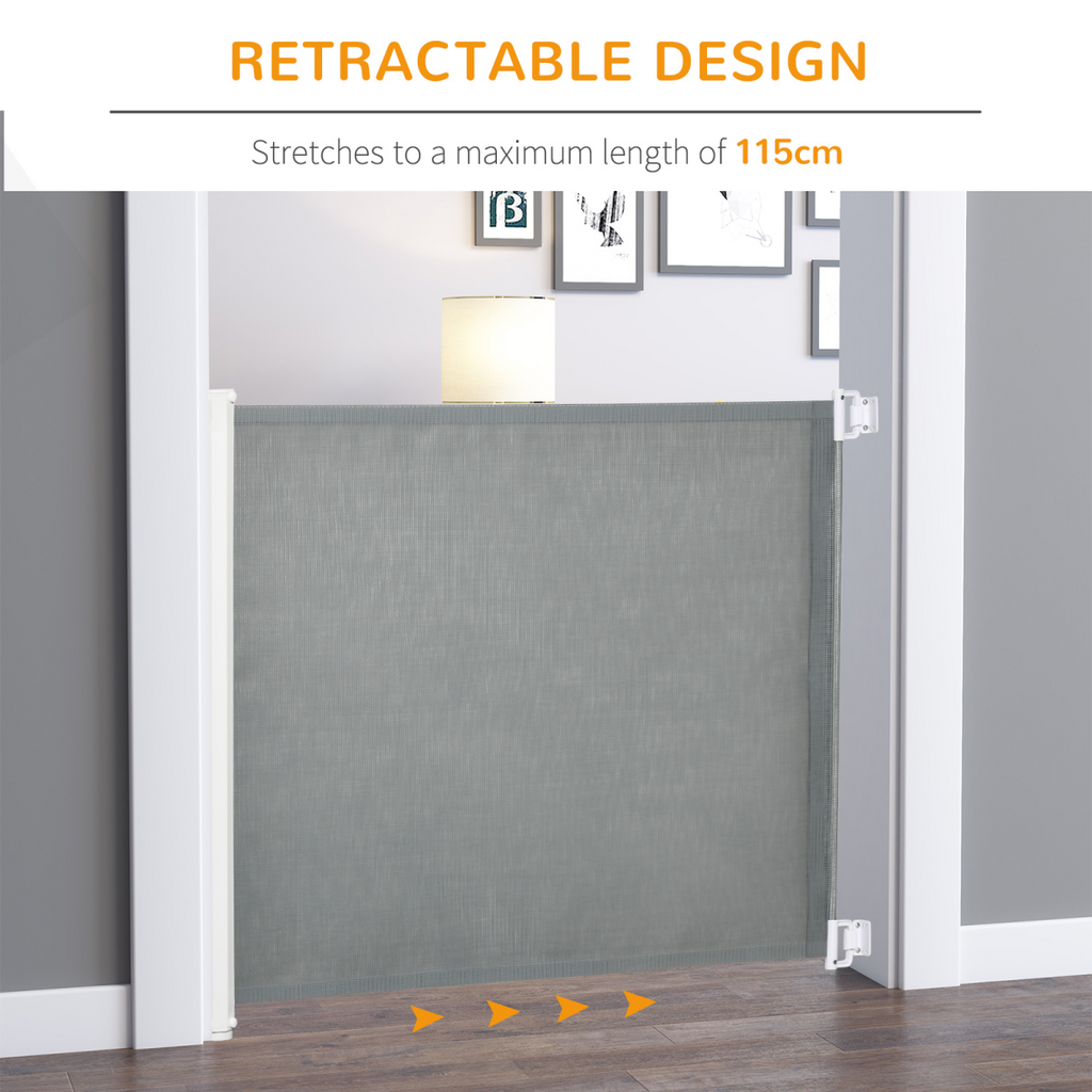 Retractable Pet Barrier Gate for Doorways, Stairs & Hallways (115cm)