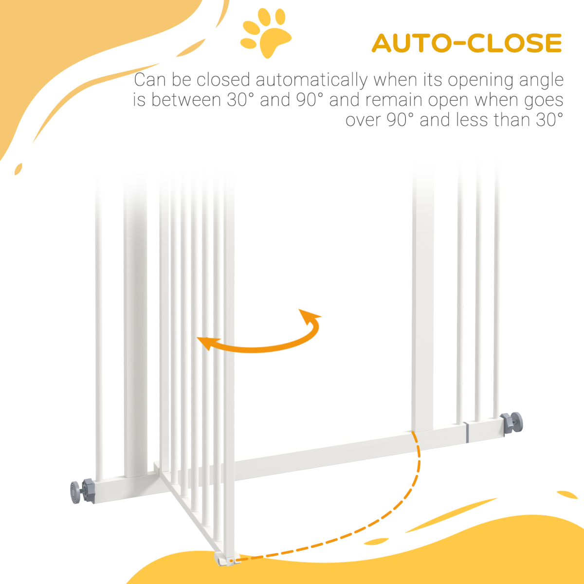 PawHut Adjustable 74-87cm Metal Pet Gate with Auto-Close, Double Locking, White