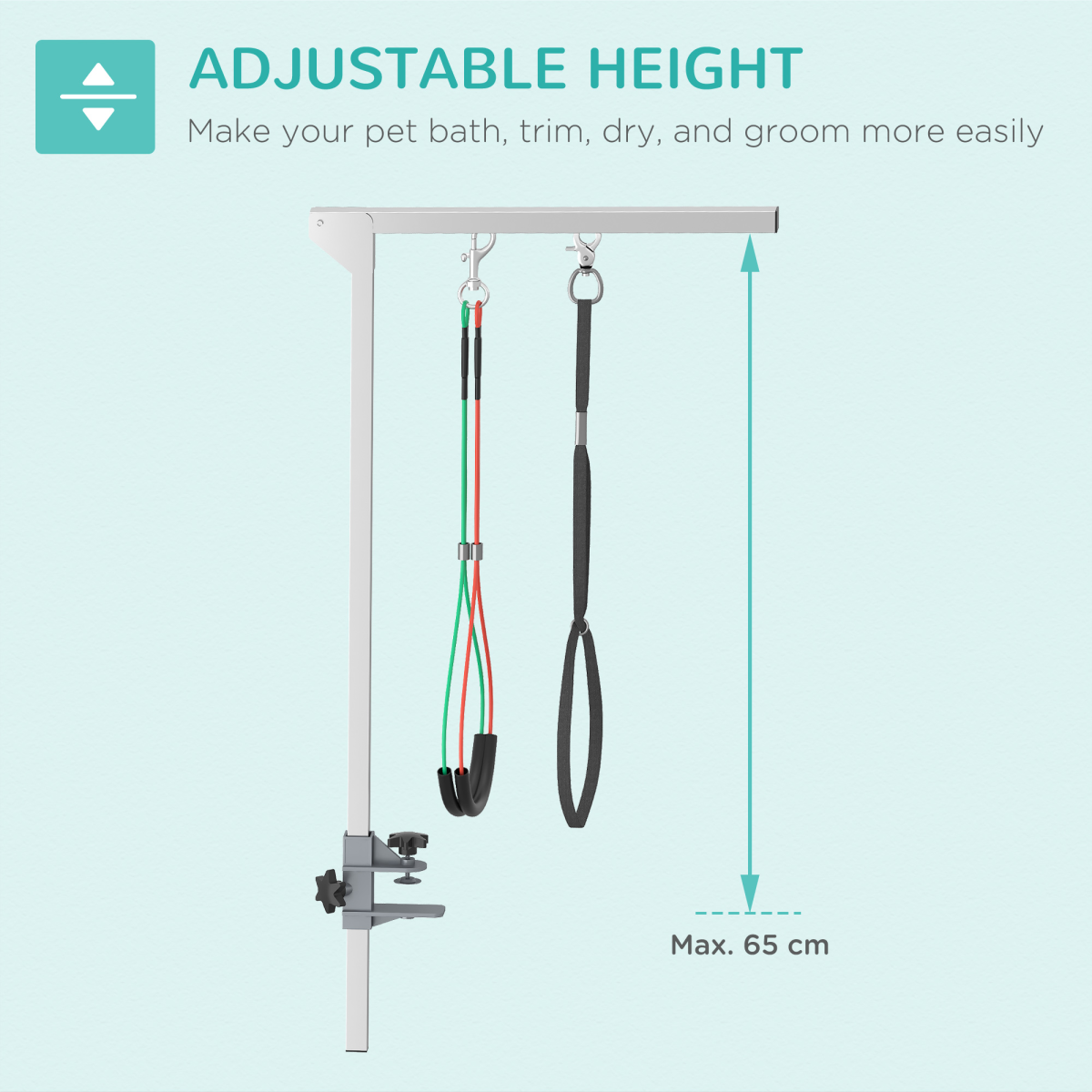 Stainless Foldable Adjustable Pet Grooming Arm with Clamp for Medium Dogs