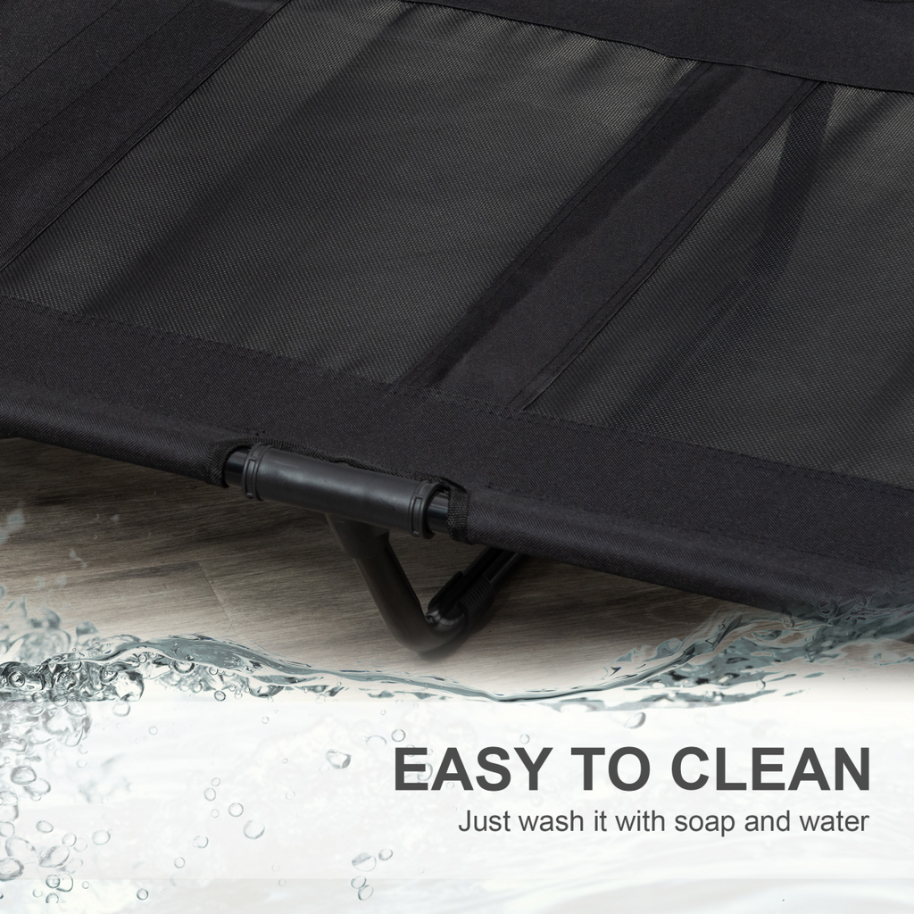 PawHut Large Portable Elevated Pet Cot Bed for Dogs & Cats Black