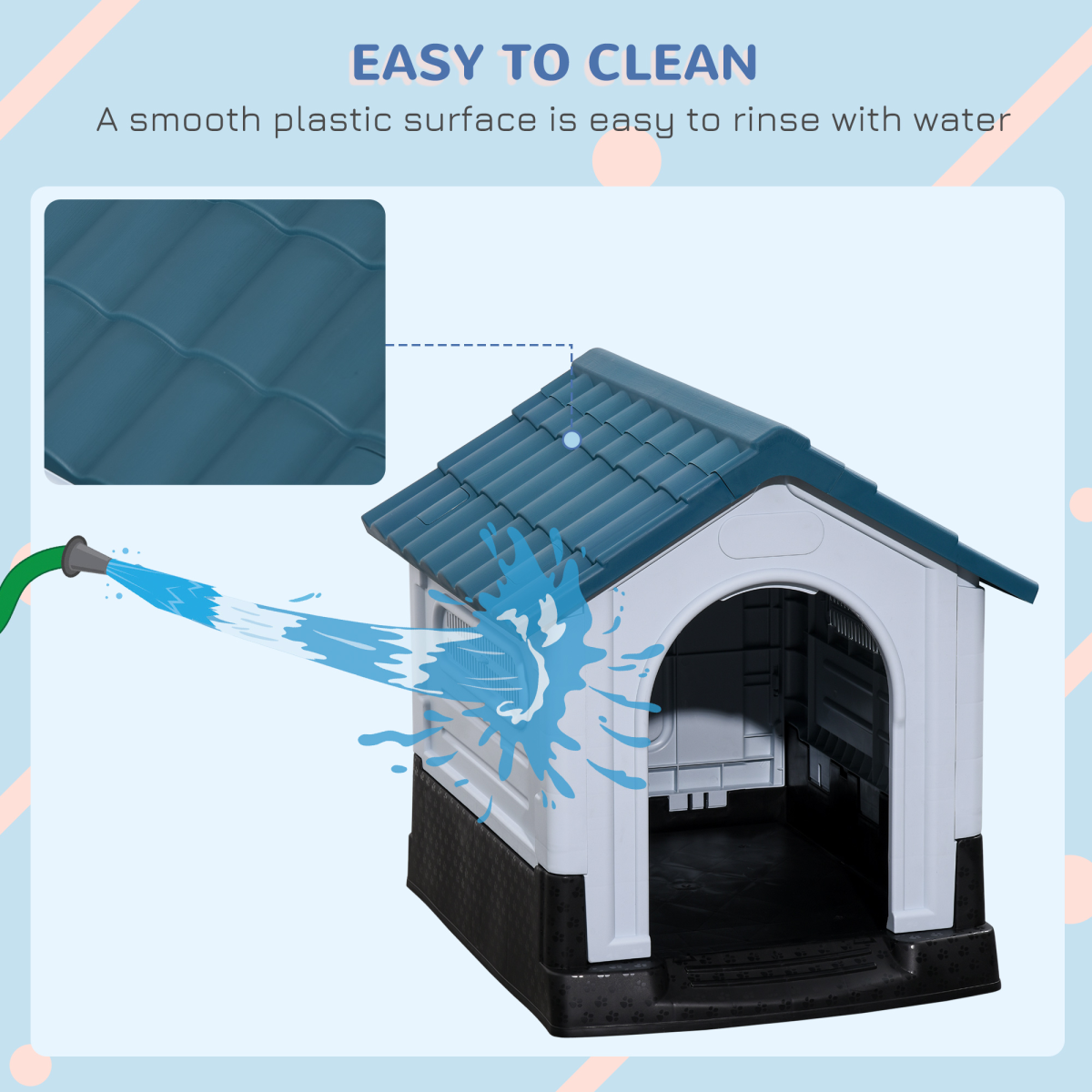 Weatherproof Outdoor Plastic Dog Kennel for XS Dogs 64.5 x 57 x 66 cm