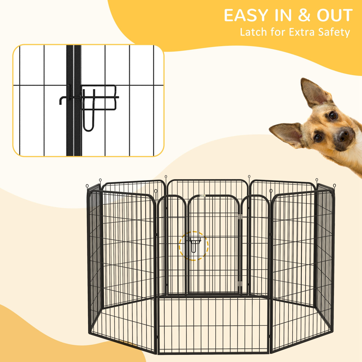 8-Panel Foldable Metal Pet Playpen for Medium & Large Dogs - Indoor/Outdoor