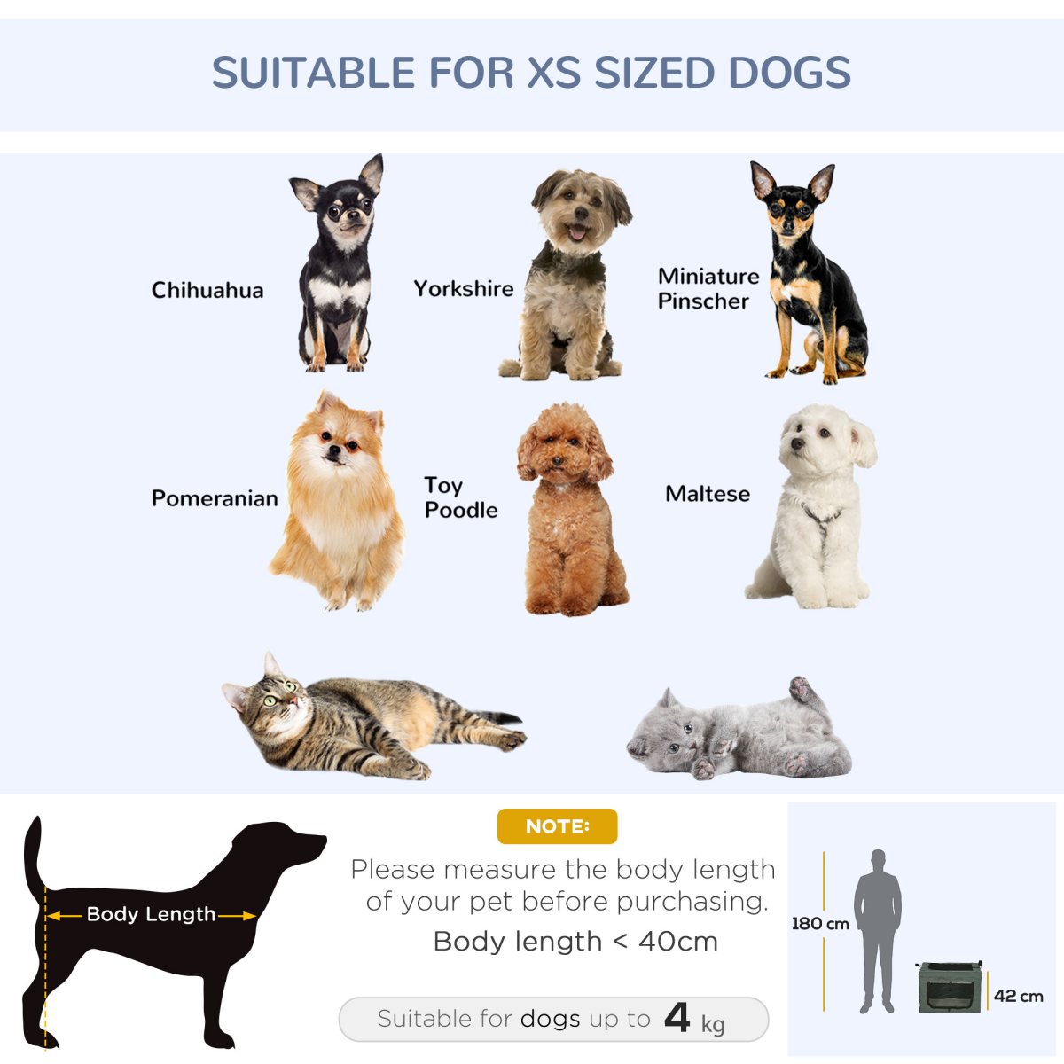 60cm Foldable Cat & Small Dog Carrier with Cushion - Grey