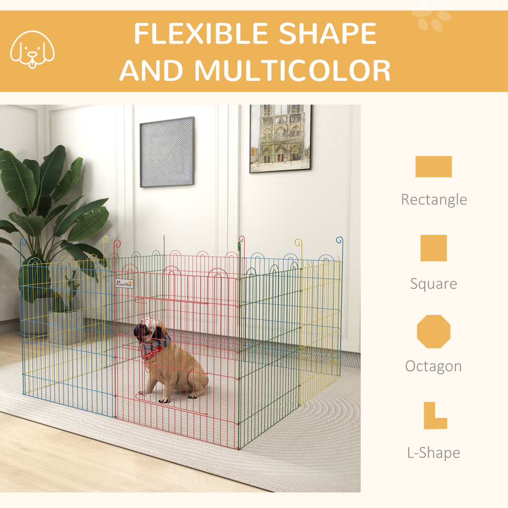 PawHut 6-Panel Pet Playpen with Door - Shape Options (Oct/Sq/Tri), Metal