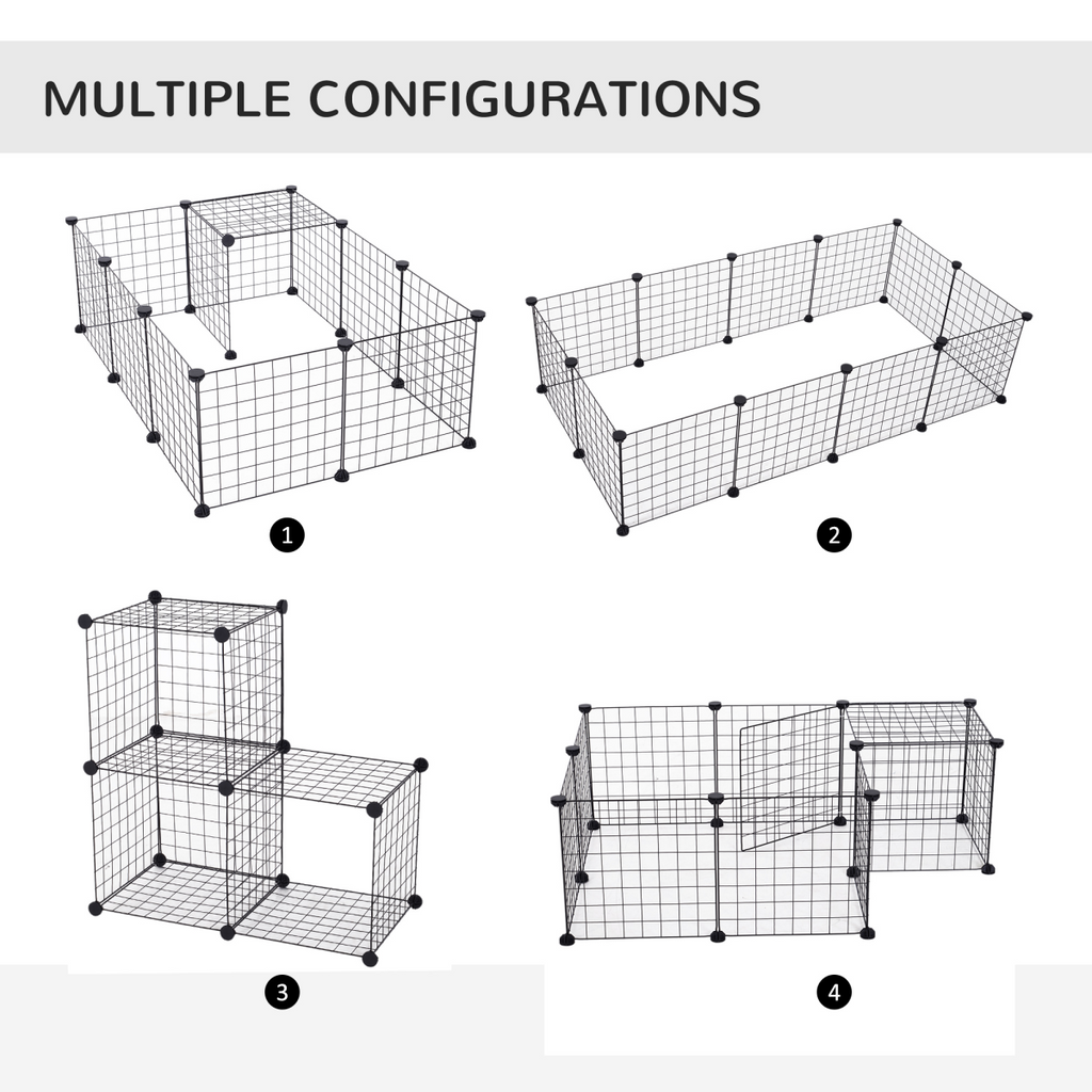 DIY Metal Pet Playpen - 12-Panel Cage for Small Animals (Black)