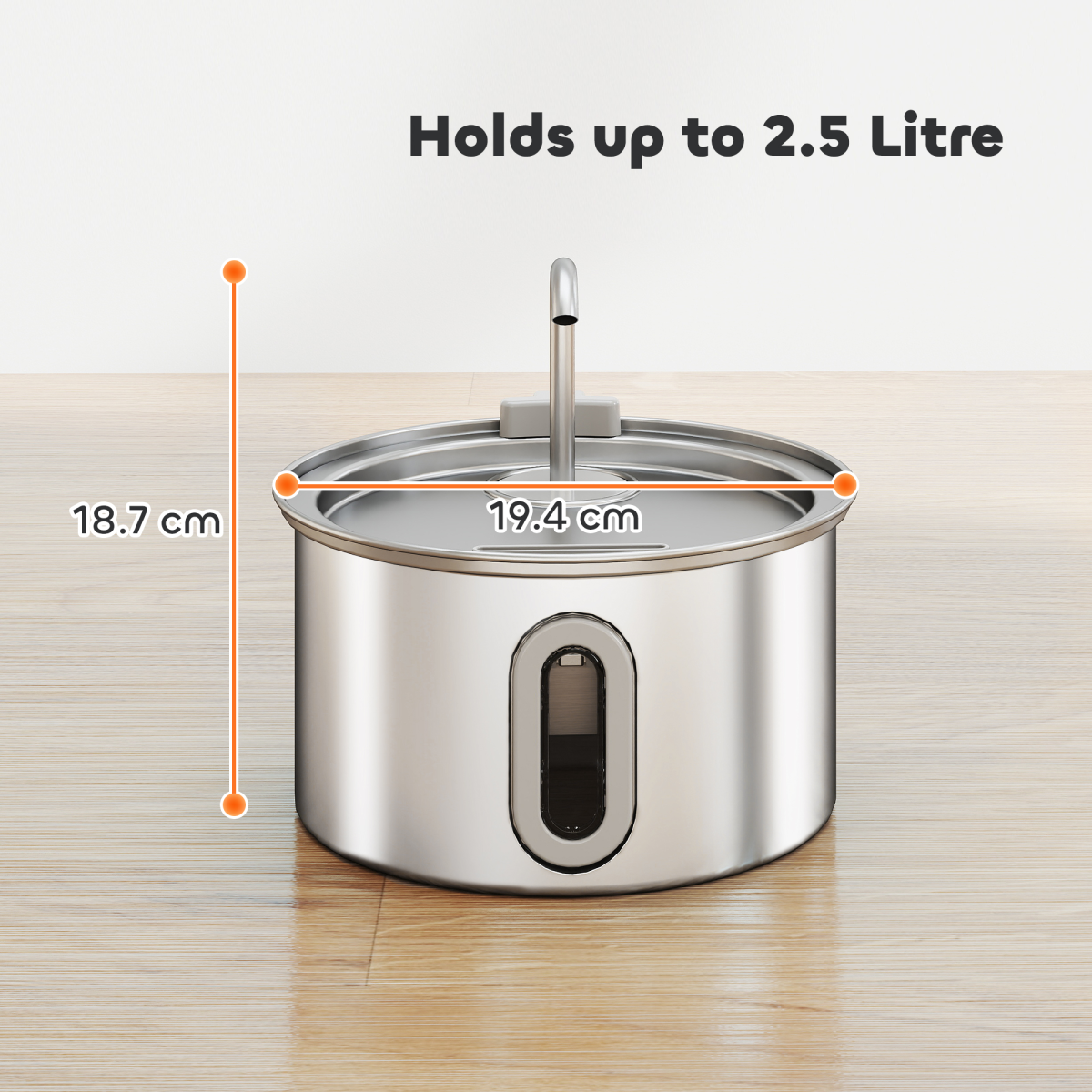 PawHut 2.5L Stainless Steel Cat Water Fountain - Ultra-Silent