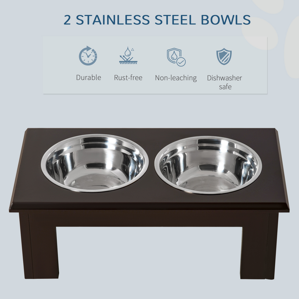 Pawhut Elevated Dual Stainless Steel Dog Bowls with Non-Slip Base