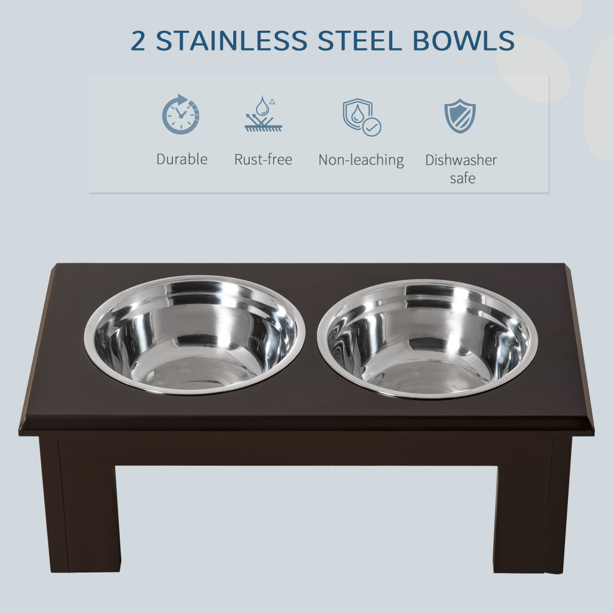 Pawhut Elevated Dual Stainless Steel Dog Bowls with Non-Slip Base