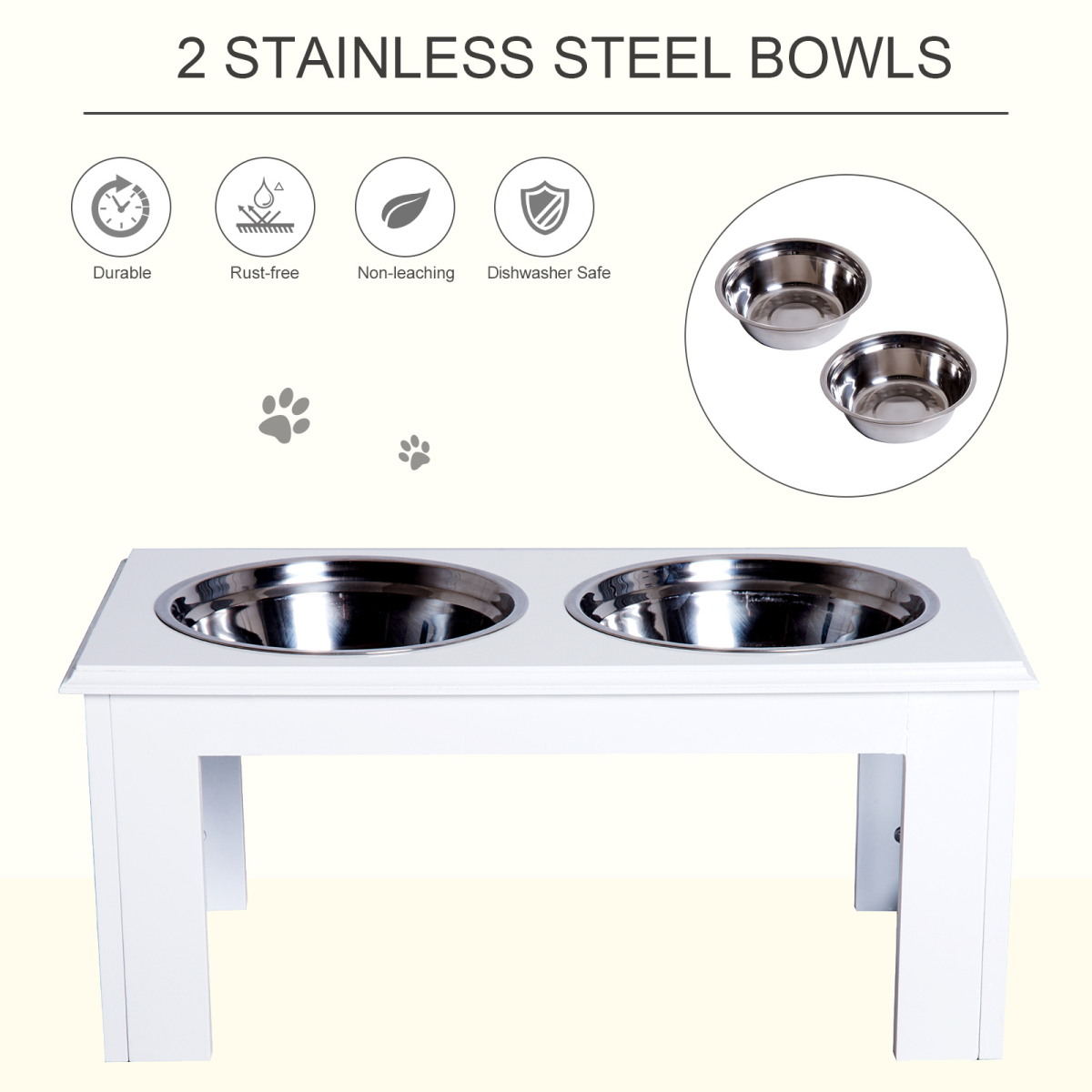 Raised Pet Feeder: Elevated Stainless Steel Double Bowls with Anti-Slip Base