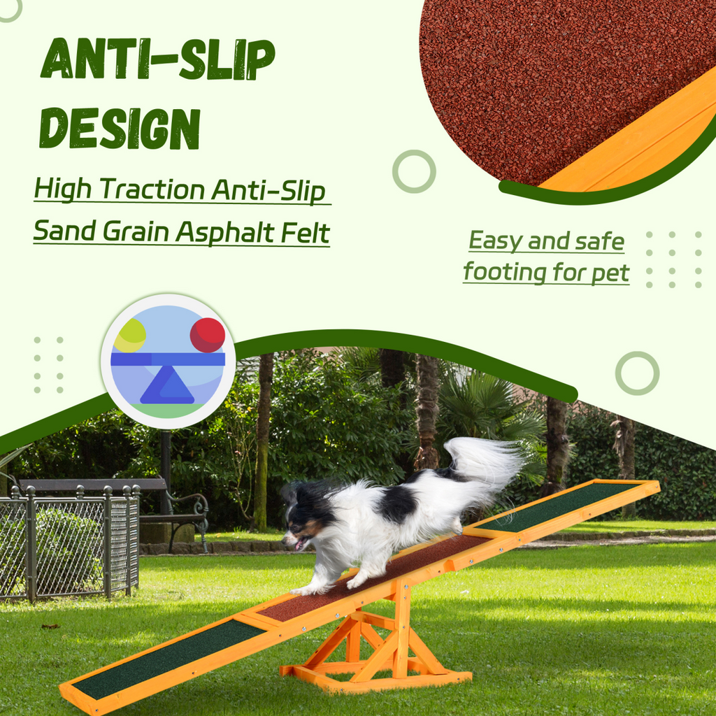 Pawhut Wooden Seesaw for Dogs - Training & Agility Toy, Non-Slip Surface