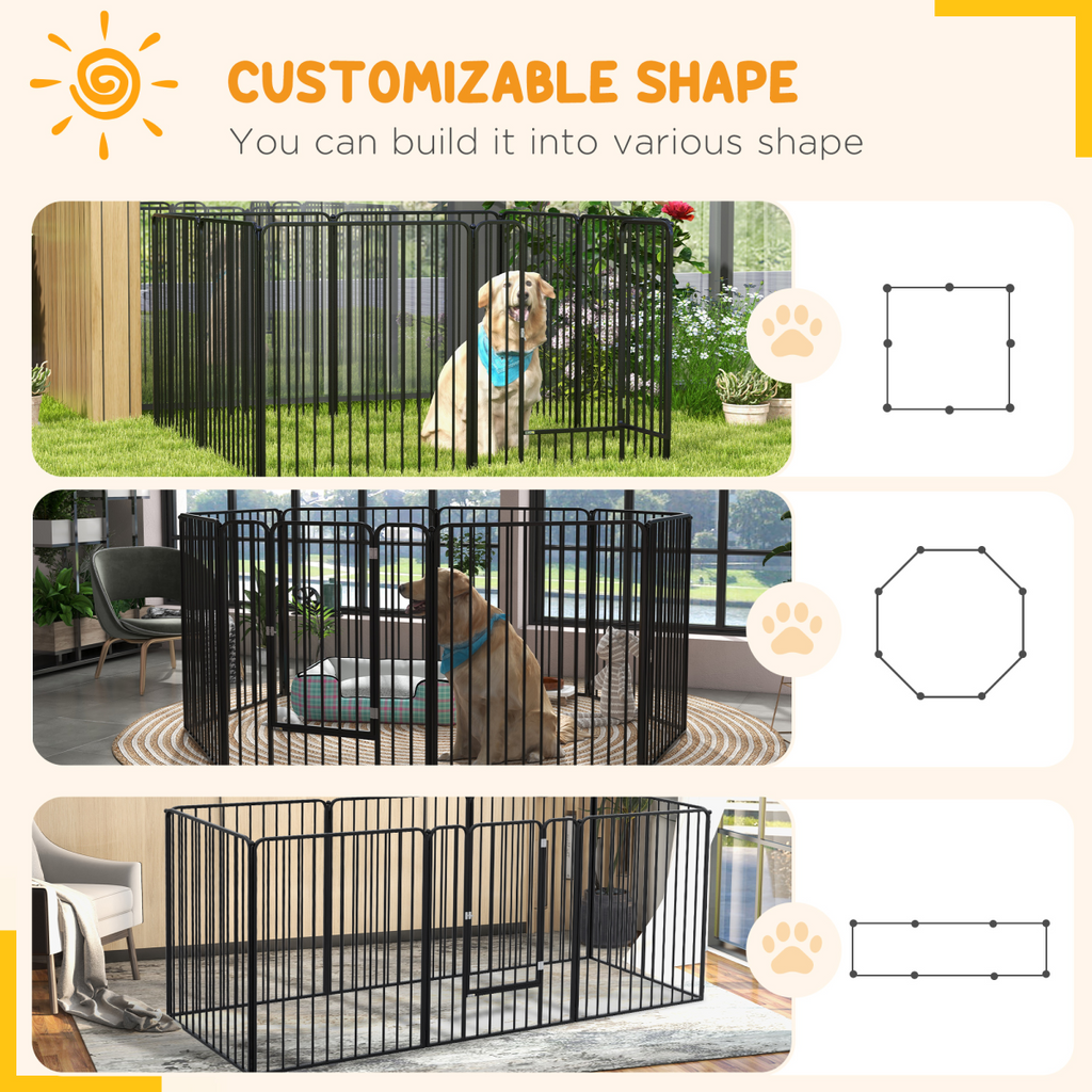 PawHut 8-Panel 100cm Heavy-Duty Dog Playpen Indoor/Outdoor for Small & Medium