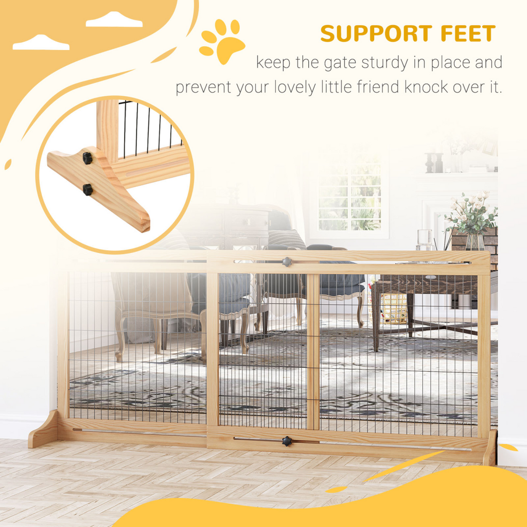 Adjustable Freestanding Wooden Pet Gate for Doorway Pawhut