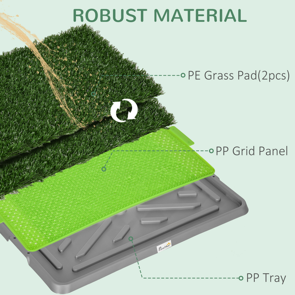 PawHut Dog Toilet with 2 Artificial Grass Pads, 67x41cm, Green