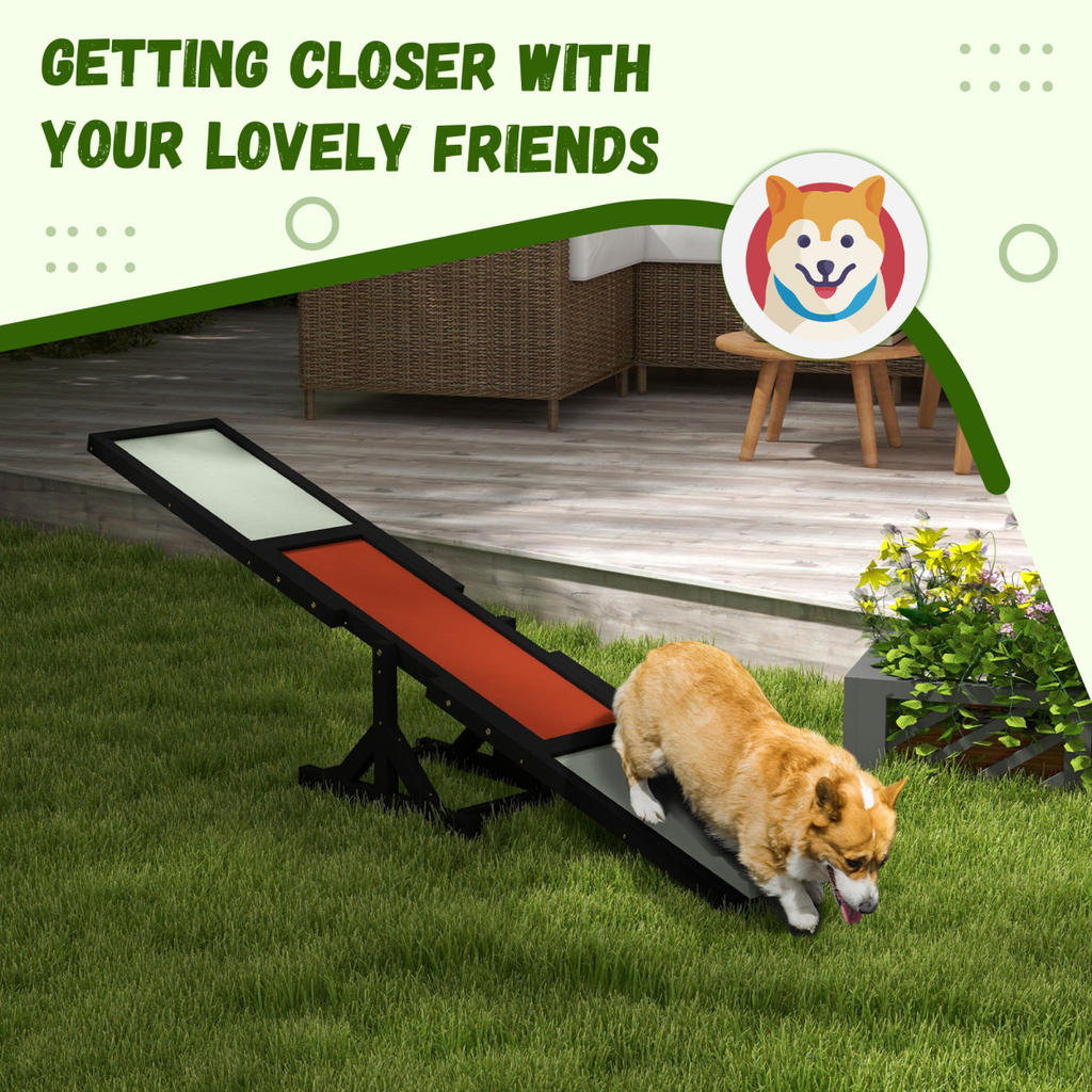 PawHut Black Wooden Seesaw for Large Dogs - Anti-Slip, Outdoor-Ready