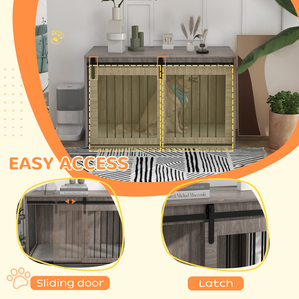 PawHut XL Dog Crate Furniture with Removable Cushion - Brown