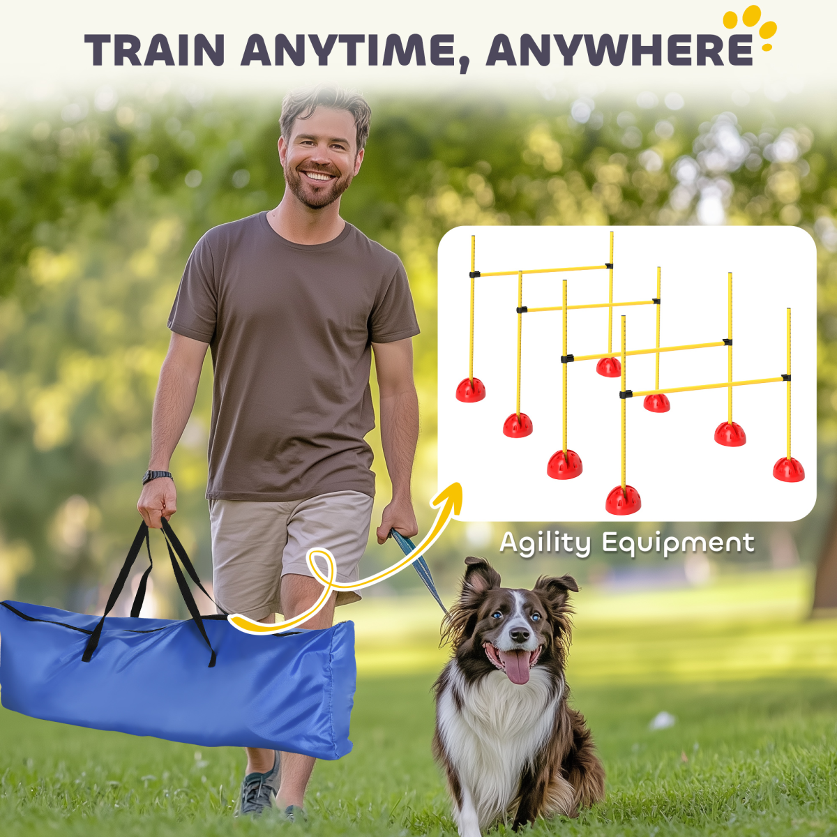 PawHut 4-Piece Dog Agility Jump Set with Adjustable Hurdles and Carry Bag