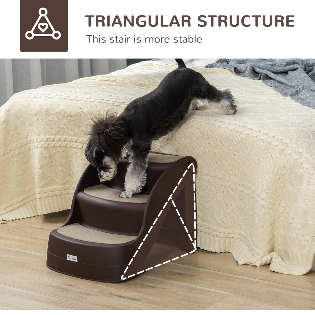 3-Step Portable Dog Stairs - Non-Slip, Foldable for Beds & Sofas
