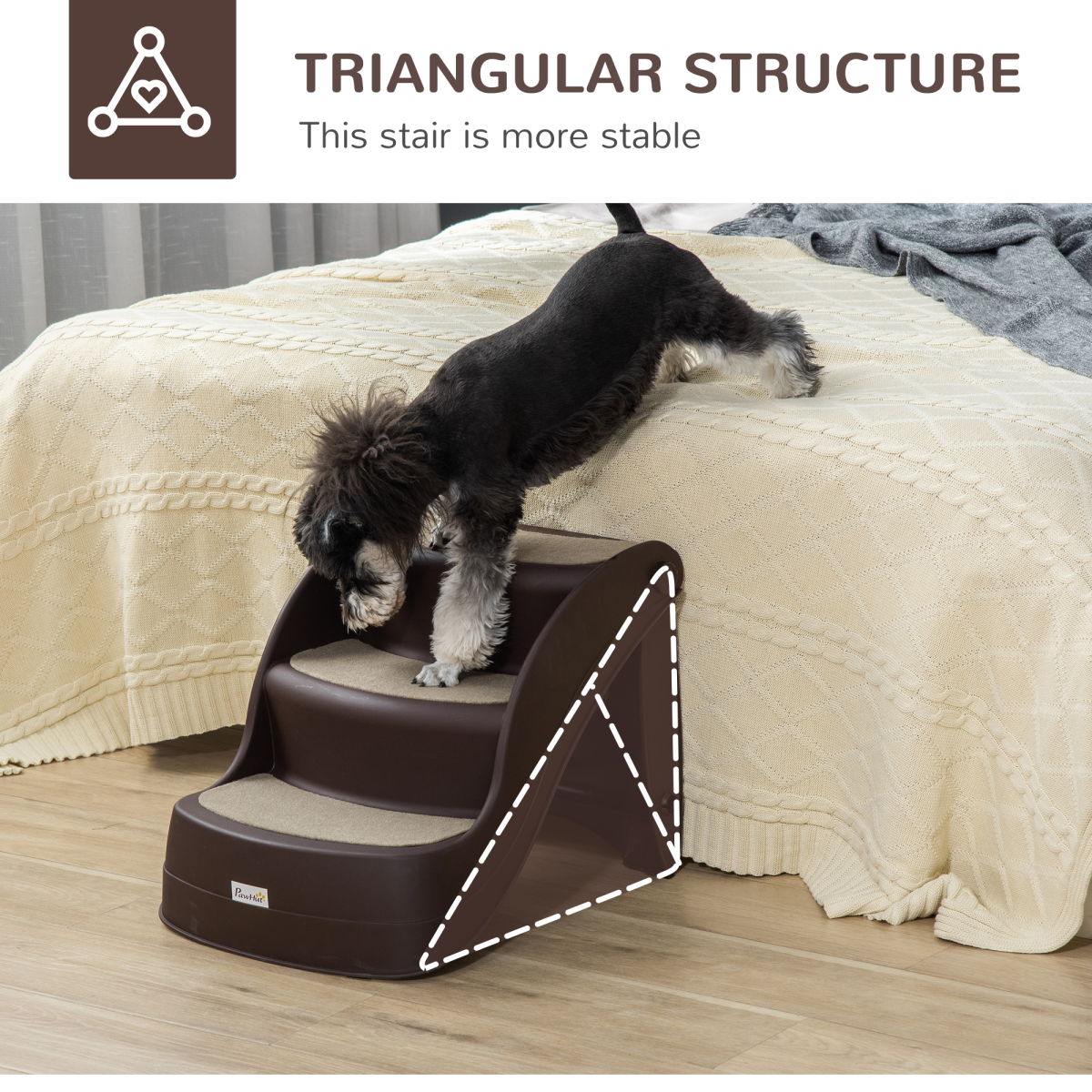 3-Step Portable Dog Stairs - Non-Slip, Foldable for Beds & Sofas