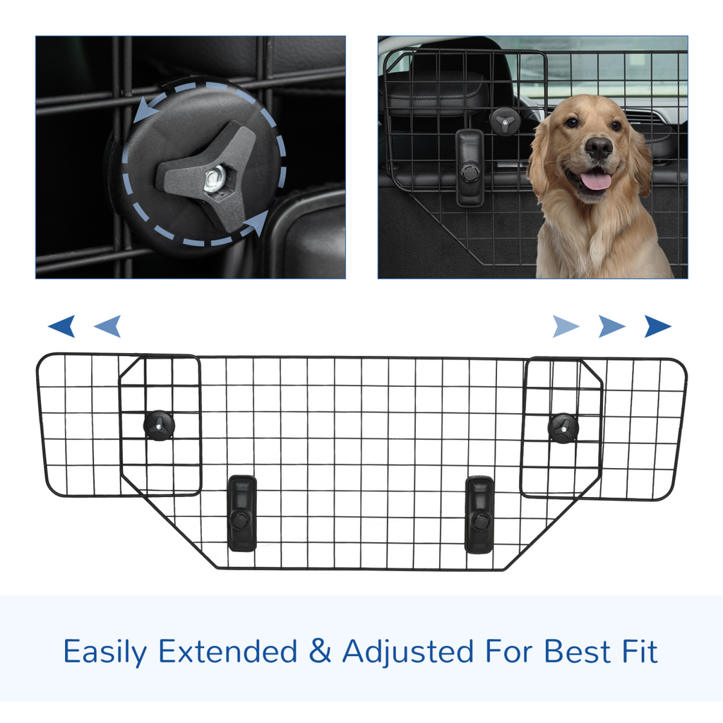 Adjustable Car Boot Dog Guard Mesh Barrier - 90-120cm Wide, 40.5cm High
