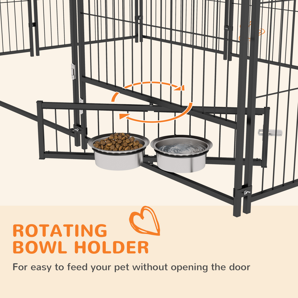 PawHut Outdoor Dog House with Canopy & Locking Rotating Bowl Holder