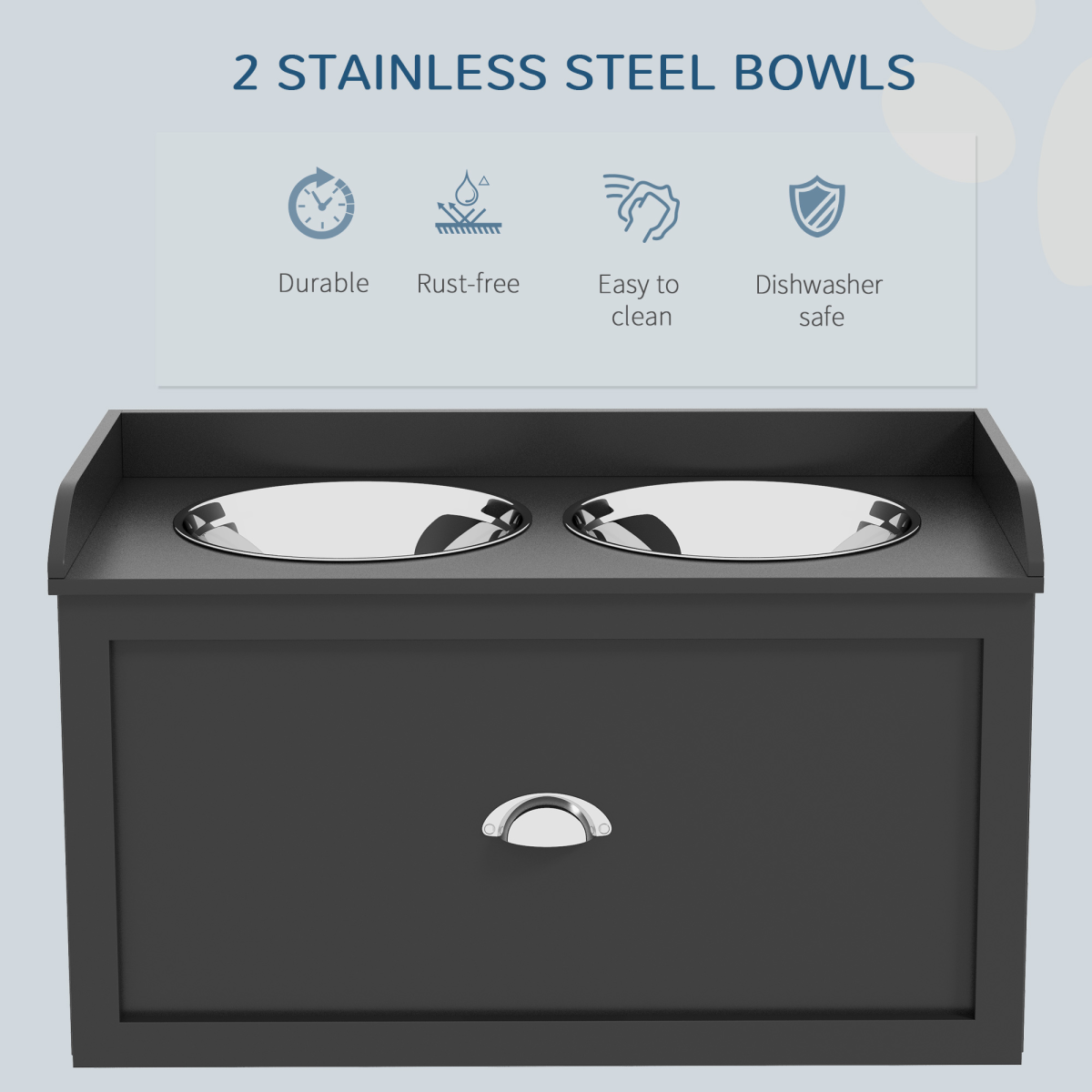 PawHut Raised Stainless Steel Dog Bowl with 21L Storage Drawer for Large Dogs