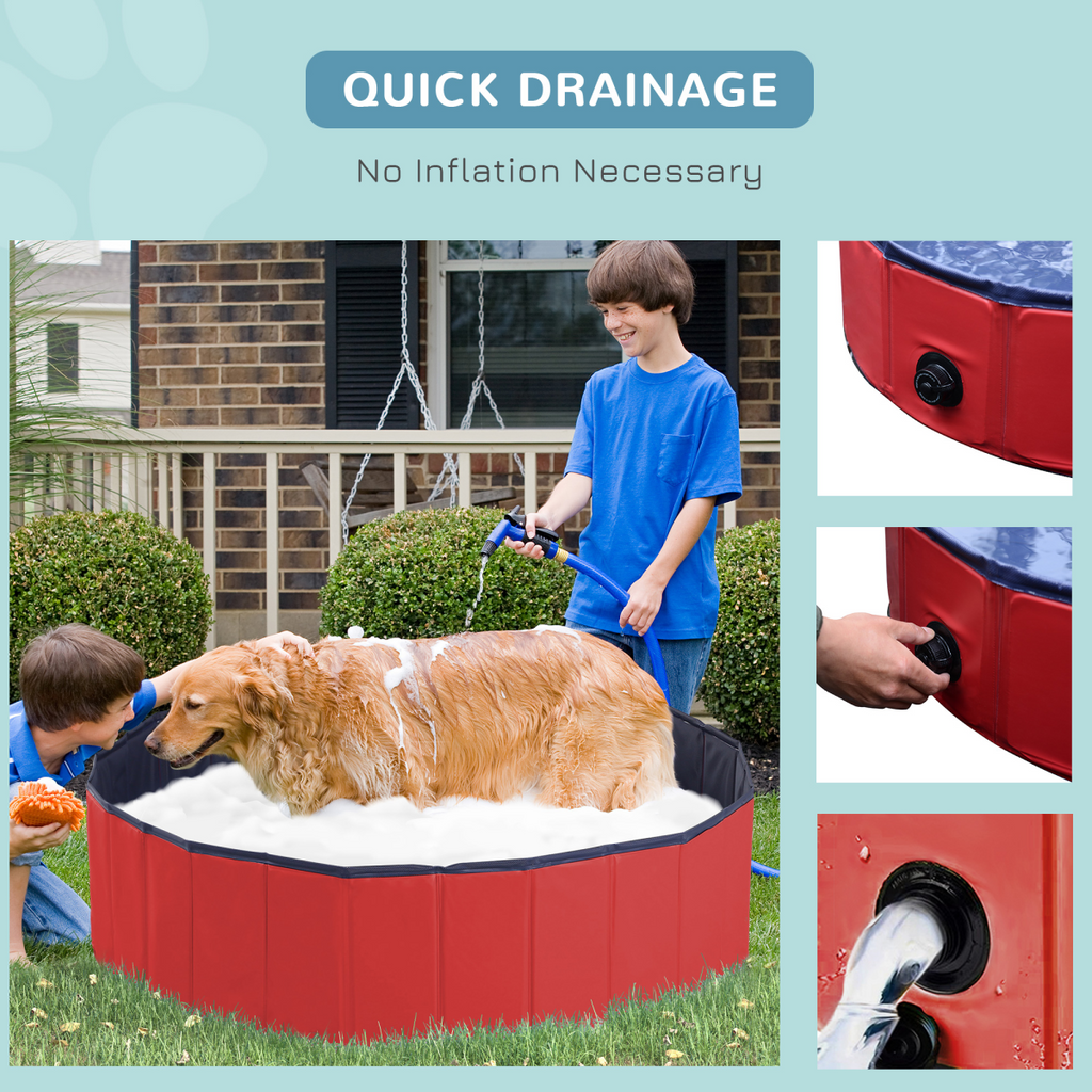 Pawhut 120cm Foldable Pet Paddling Pool - Indoor/Outdoor, Easy Clean