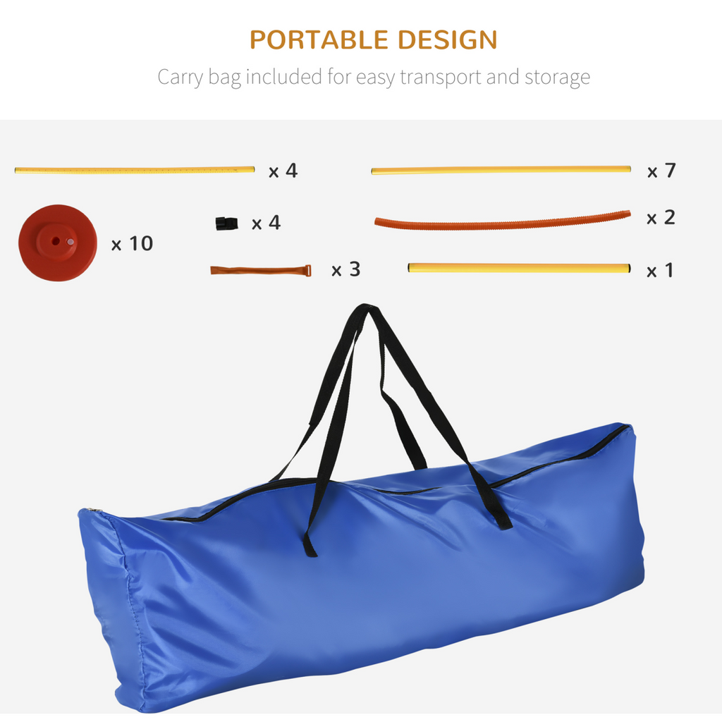 Portable Pet Agility Set: Adjustable Jump Poles, Ring & Turnstile Obstacles