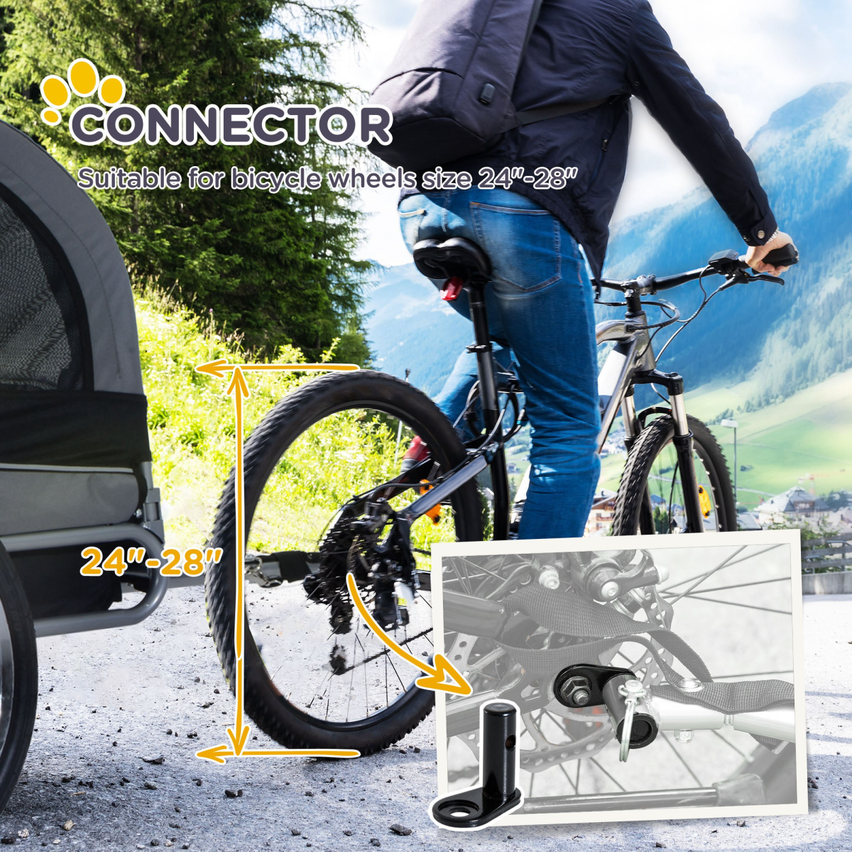 Pet Bike Trailer: Water-Resistant Steel Frame, 30kg Capacity