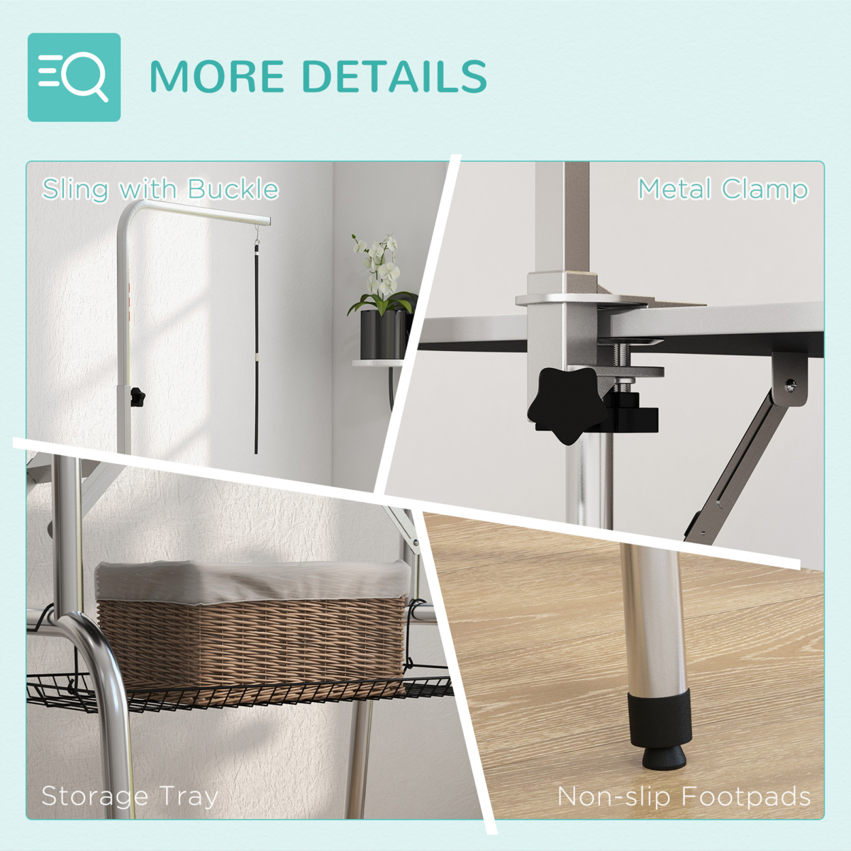 Sturdy Foldable Pet Grooming Table with Adjustable Arm and Non-Slip Top