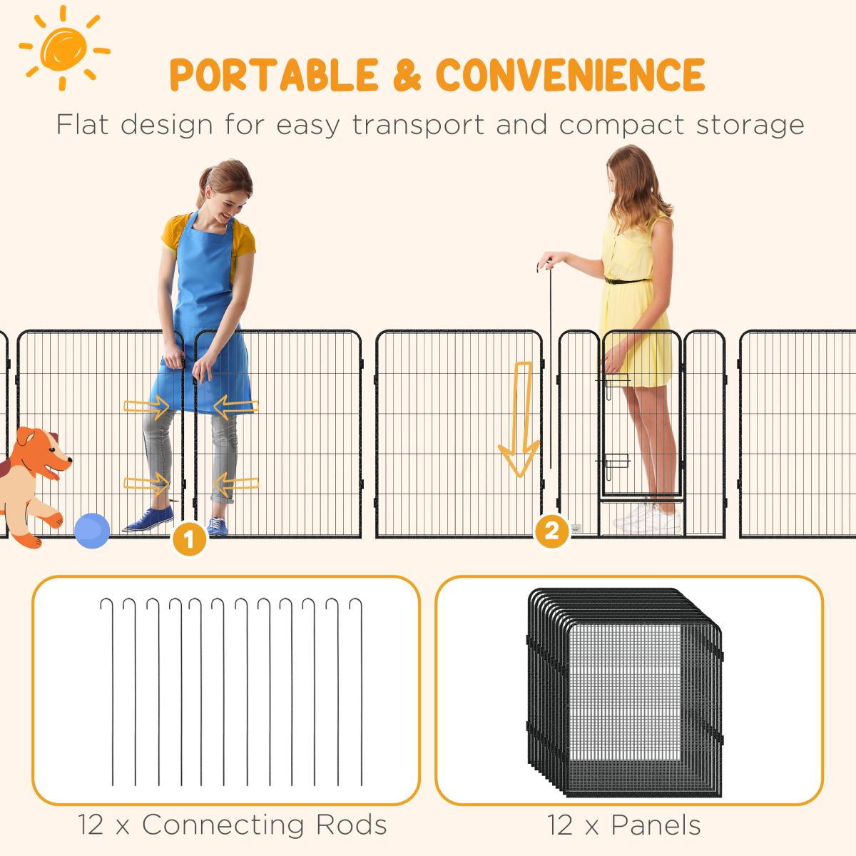 Heavy-Duty 12-Panel Puppy Play Pen for Indoor & Outdoor Use