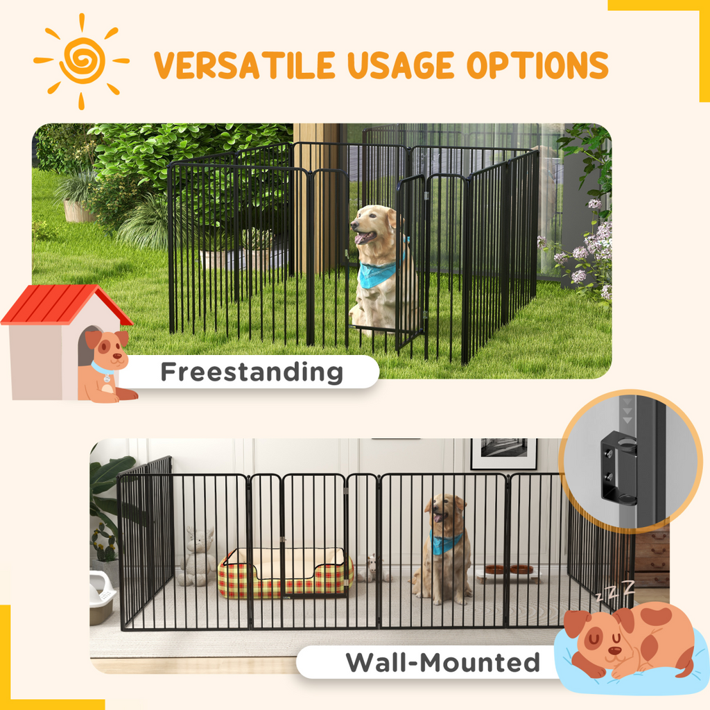 PawHut 8-Panel 100cm Heavy-Duty Dog Playpen Indoor/Outdoor for Small & Medium